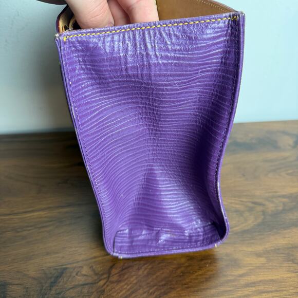 Dooney & Bourke Florentine Vacchetta Purple Leather Top Handle Satchel Tote - Picture 2 of 14